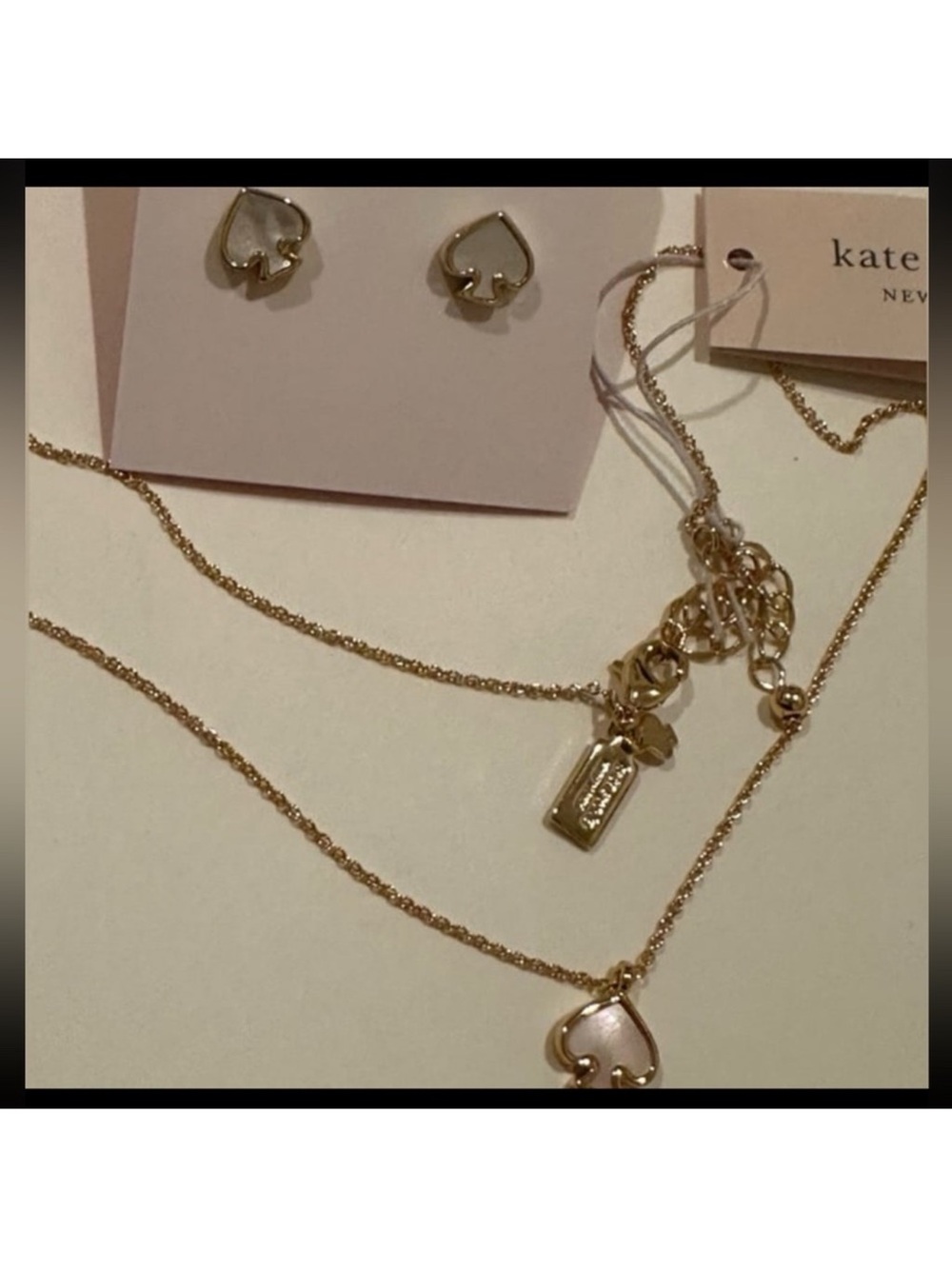 Kate Spade heart mother of pearl Necklace & earrings set - Picture 5 of 5